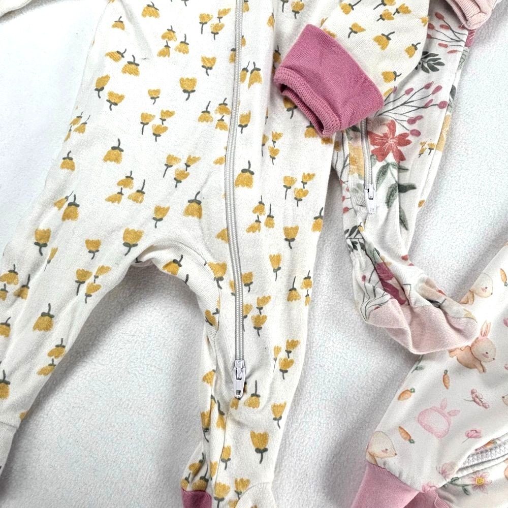 Eliza James Cloud Island‎ Baby Girl Footed Sleepers 3M Floral Print Zip 3 Pack - Picture 8 of 9